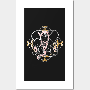 Single Line - Ganesha (White) Posters and Art